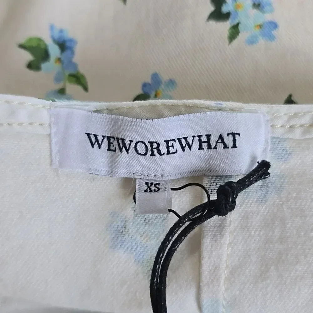 Weworewhat Denim Cut Out Floral Skirt - Size XS